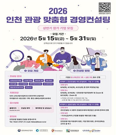 인천 관광기업 경쟁력 강화 나선다, AX·DX 포함 맞춤형 경영컨설팅 본... - 뉴스 썸네일 이미지